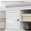 HOMCOM Shoe Bench for Entryway, Shoe Storage Bench with Cushioned Seat, 2 Cabinets and Adjustable Shelf for Hallway, Living Room, Bedroom, White
