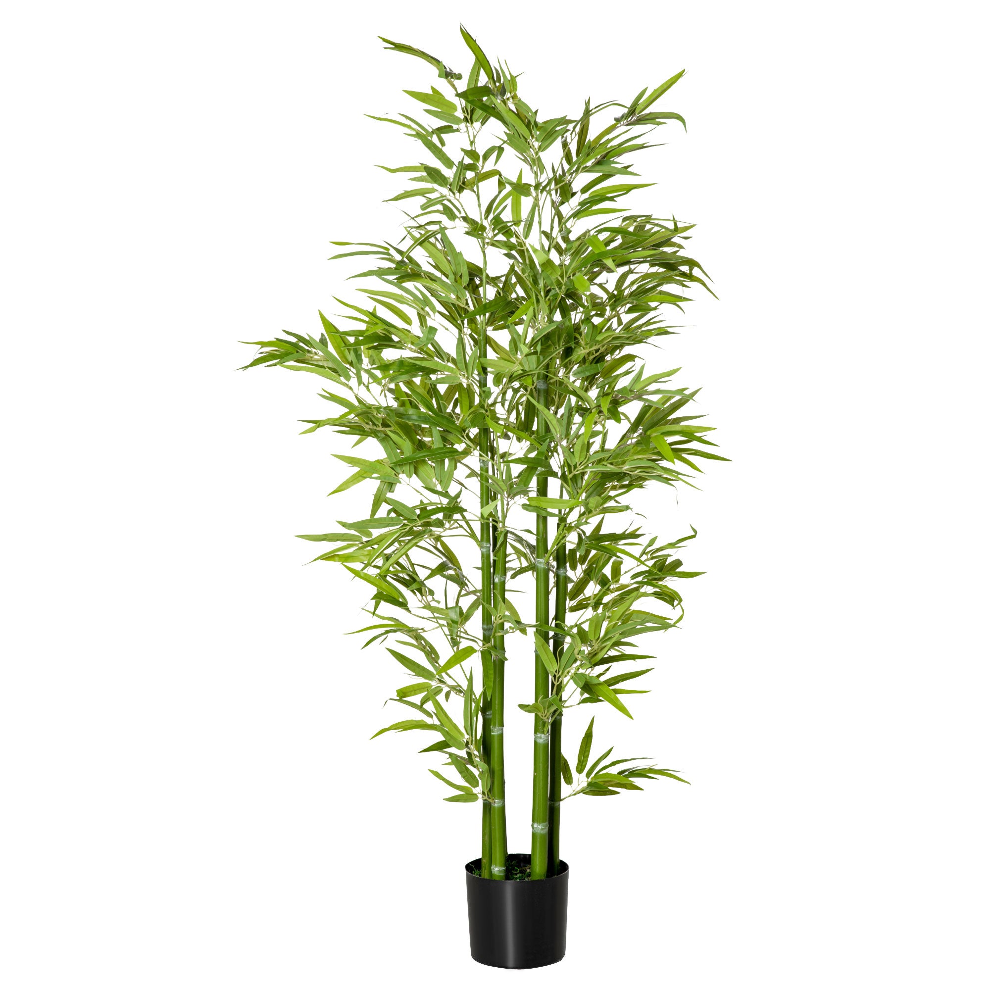 HOMCOM 5FT Artificial Bamboo Tree in Pot, Indoor Outdoor Fake Plants for Home Office Living Room Decor, Green