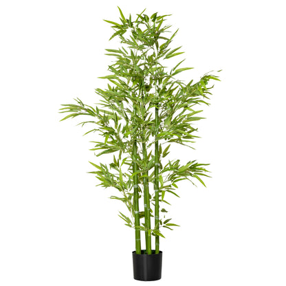 HOMCOM 5FT Artificial Bamboo Tree in Pot, Indoor Outdoor Fake Plants for Home Office Living Room Decor, Green