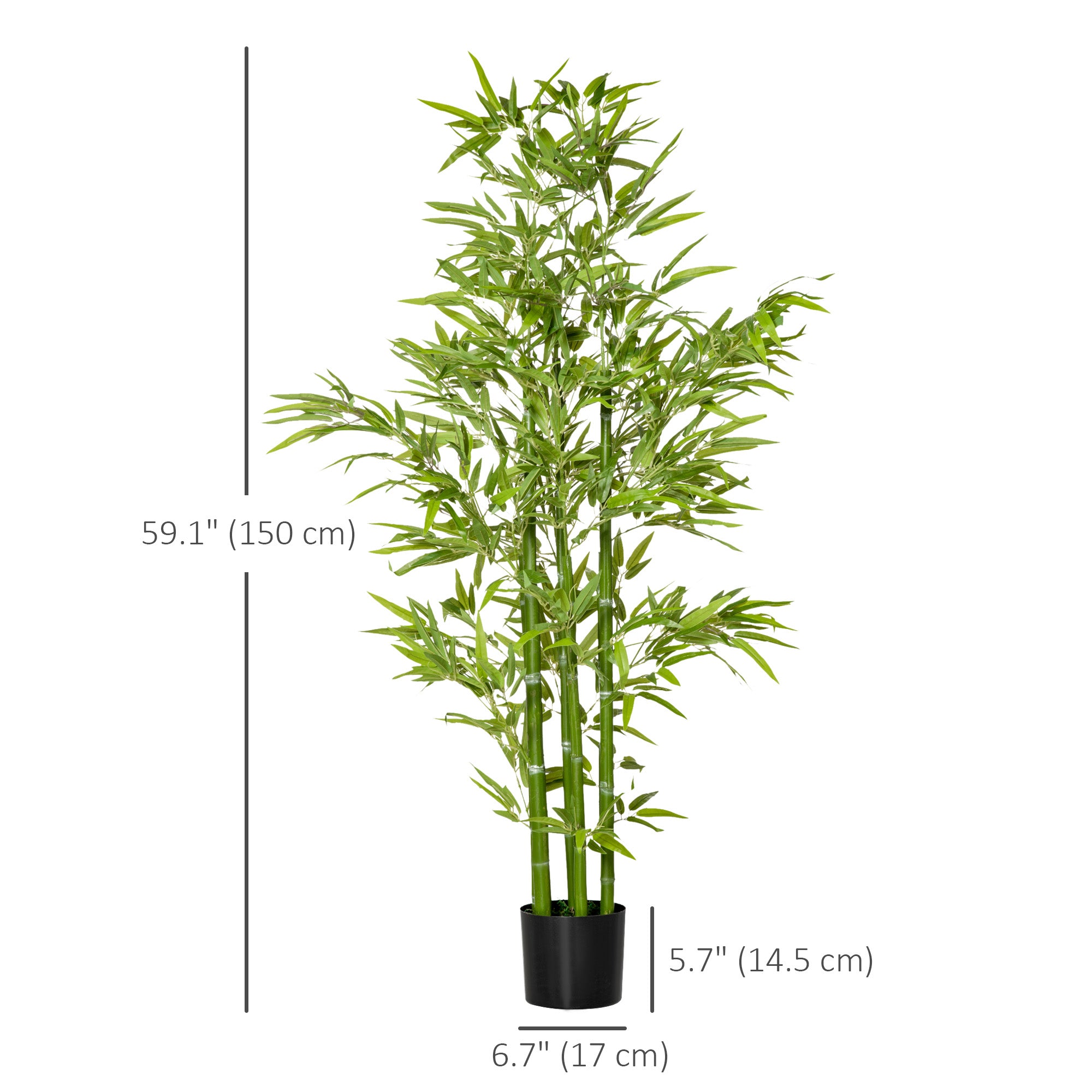 HOMCOM 5FT Artificial Bamboo Tree in Pot, Indoor Outdoor Fake Plants for Home Office Living Room Decor, Green