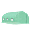 Outsunny 15' x 10' x 7' Walk-in Greenhouse Outdoor Plant Tunnel Warm Hot House w/ Roll Up Door and 6 Mesh Windows, Steel Frame, Green