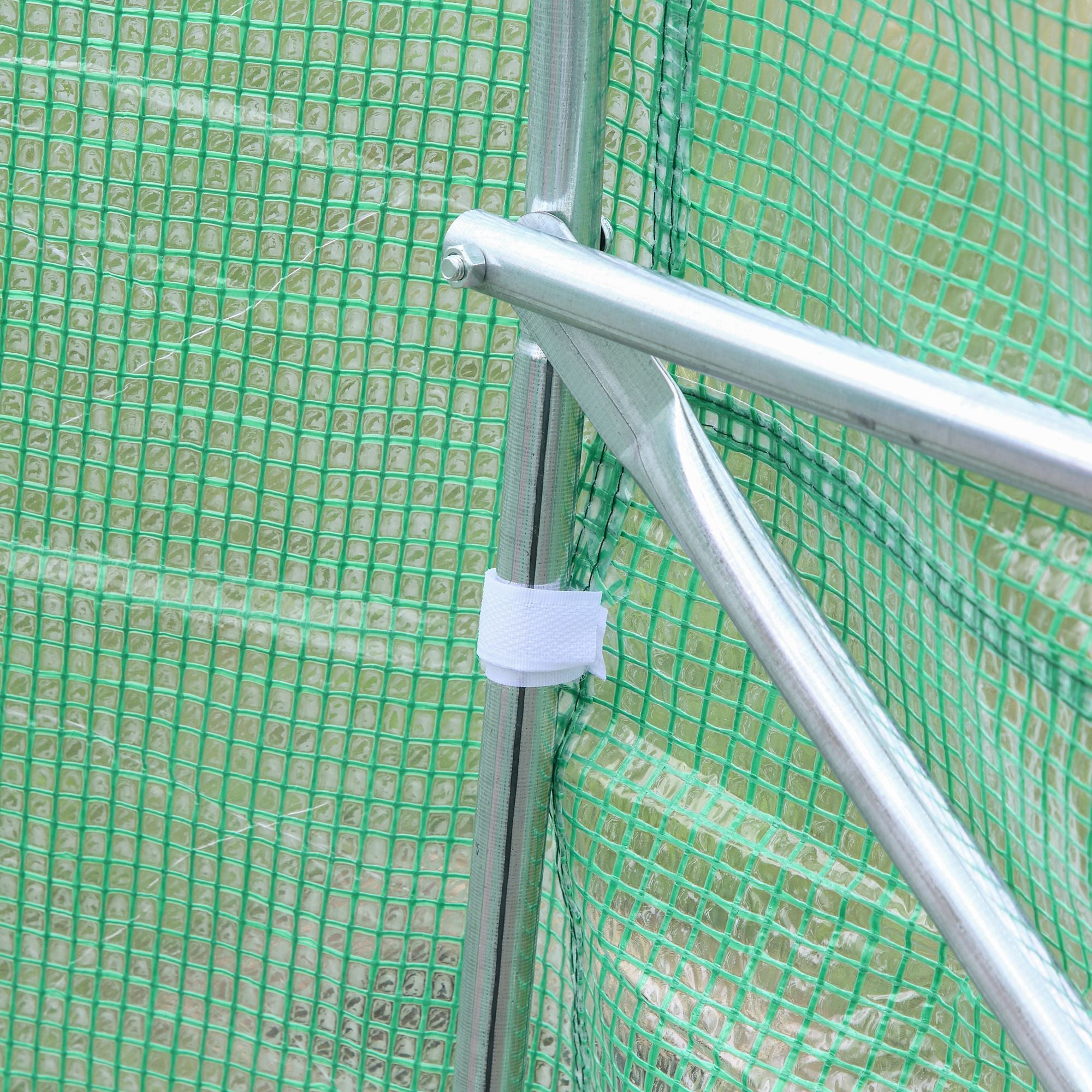 Outsunny 15' x 10' x 7' Walk-in Greenhouse Outdoor Plant Tunnel Warm Hot House w/ Roll Up Door and 6 Mesh Windows, Steel Frame, Green