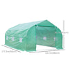 Outsunny 15' x 10' x 7' Walk-in Greenhouse Outdoor Plant Tunnel Warm Hot House w/ Roll Up Door and 6 Mesh Windows, Steel Frame, Green