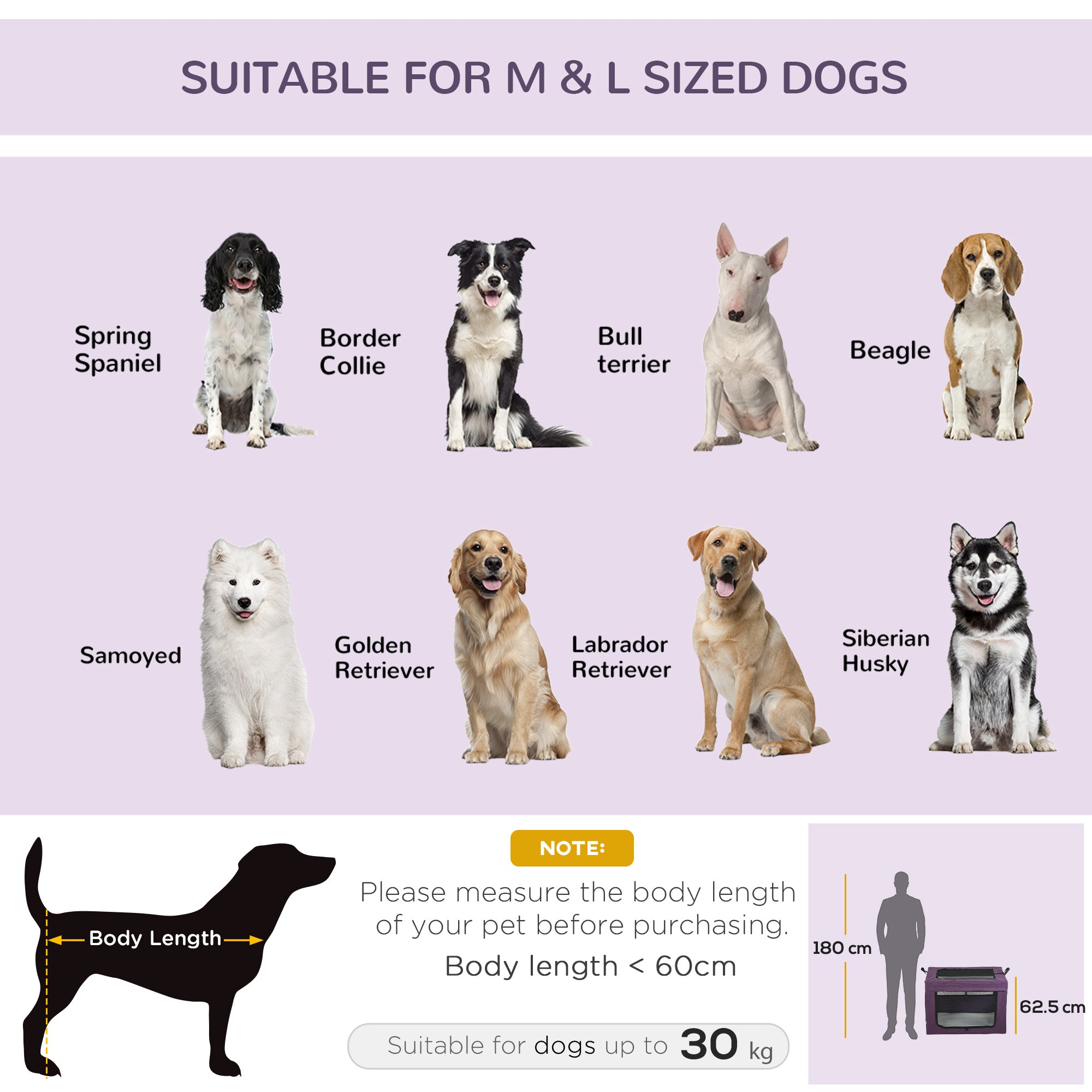 PawHut 90cm Pet Carrier for Medium and Large Dogs, Portable Cat Carrier Soft Side Pet Travel Crate with Removable Mat, Carry Bag, Breathable Mesh Window Door - Purple