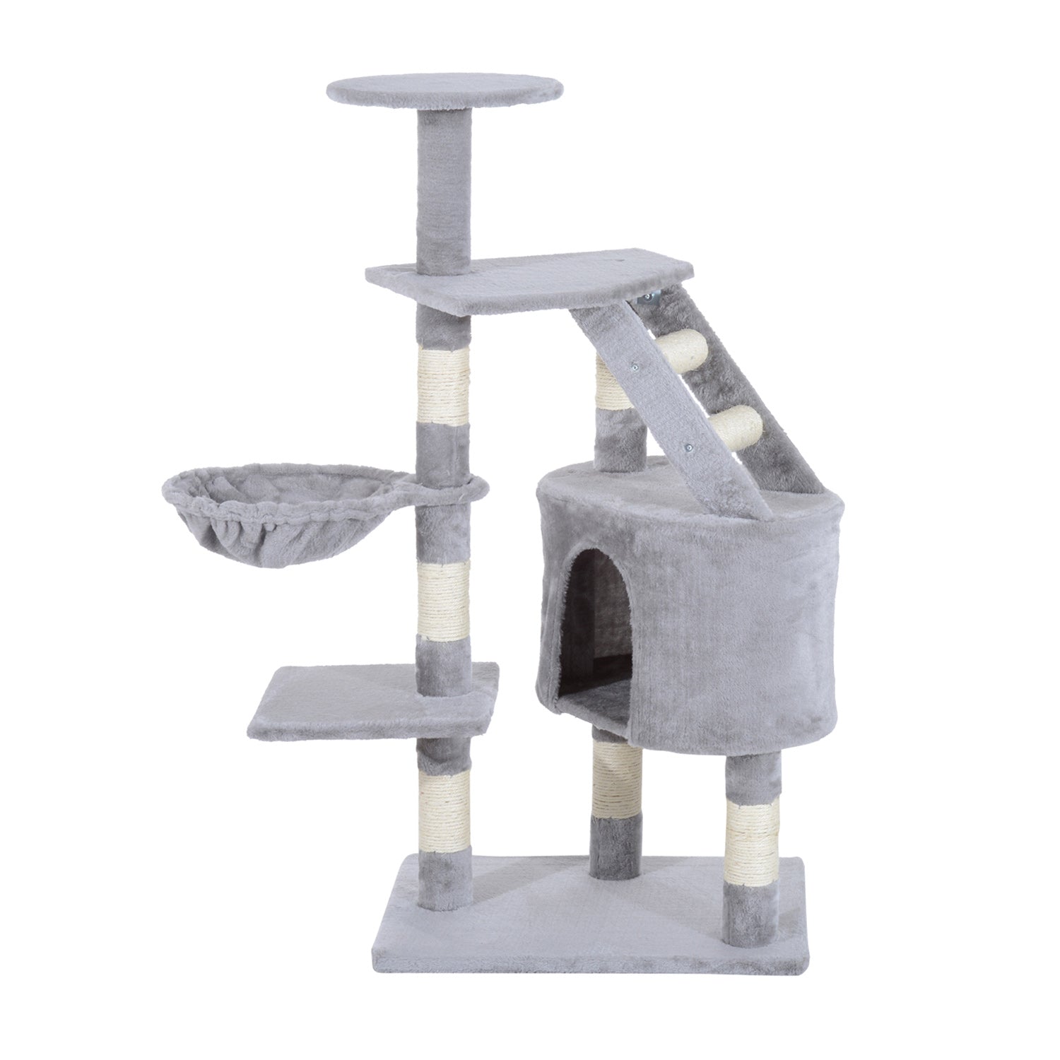PawHut 49" Cat Tree with Hammock, Cat Condo Tower with Scratching Post for Indoor Cats, Grey