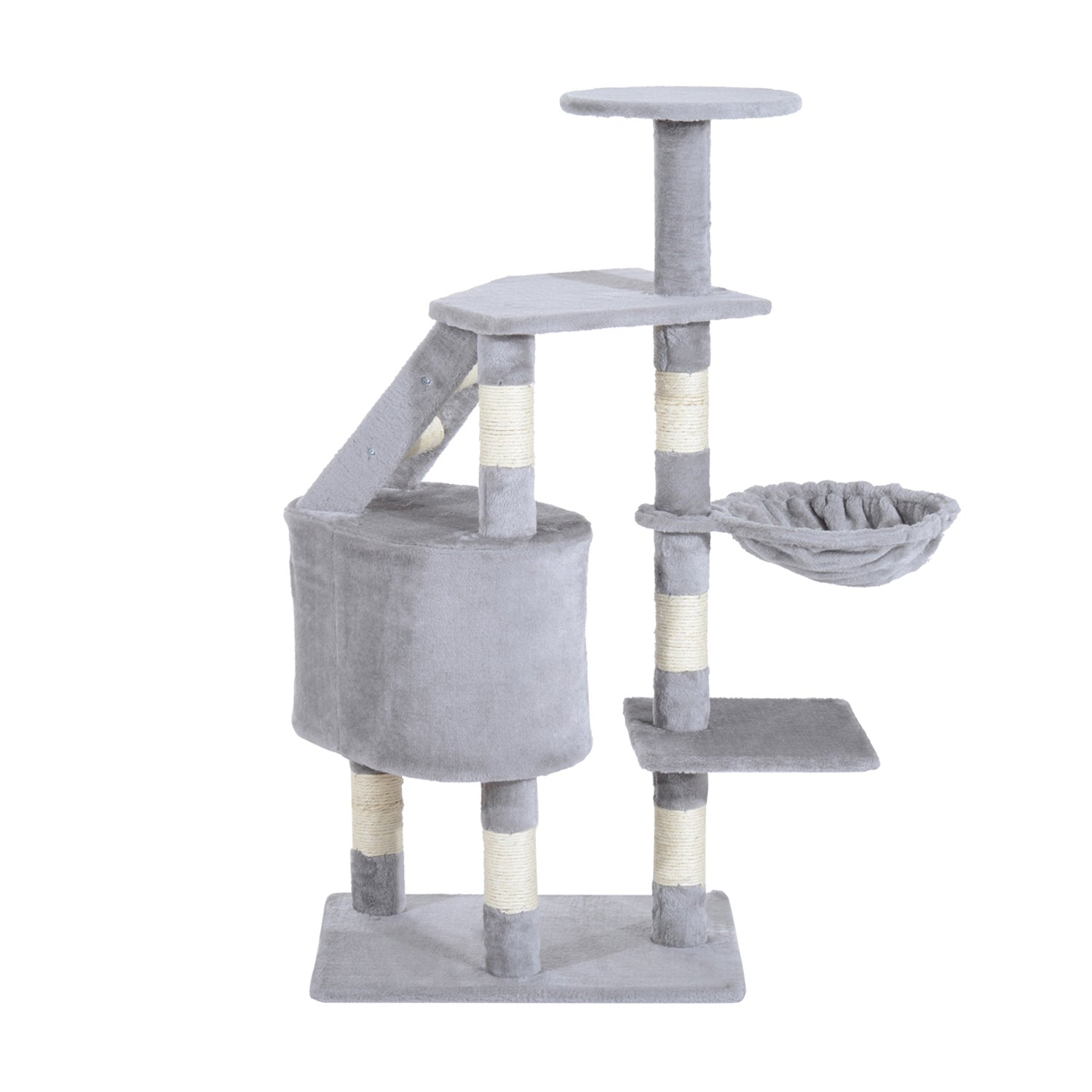 PawHut 49" Cat Tree with Hammock, Cat Condo Tower with Scratching Post for Indoor Cats, Grey