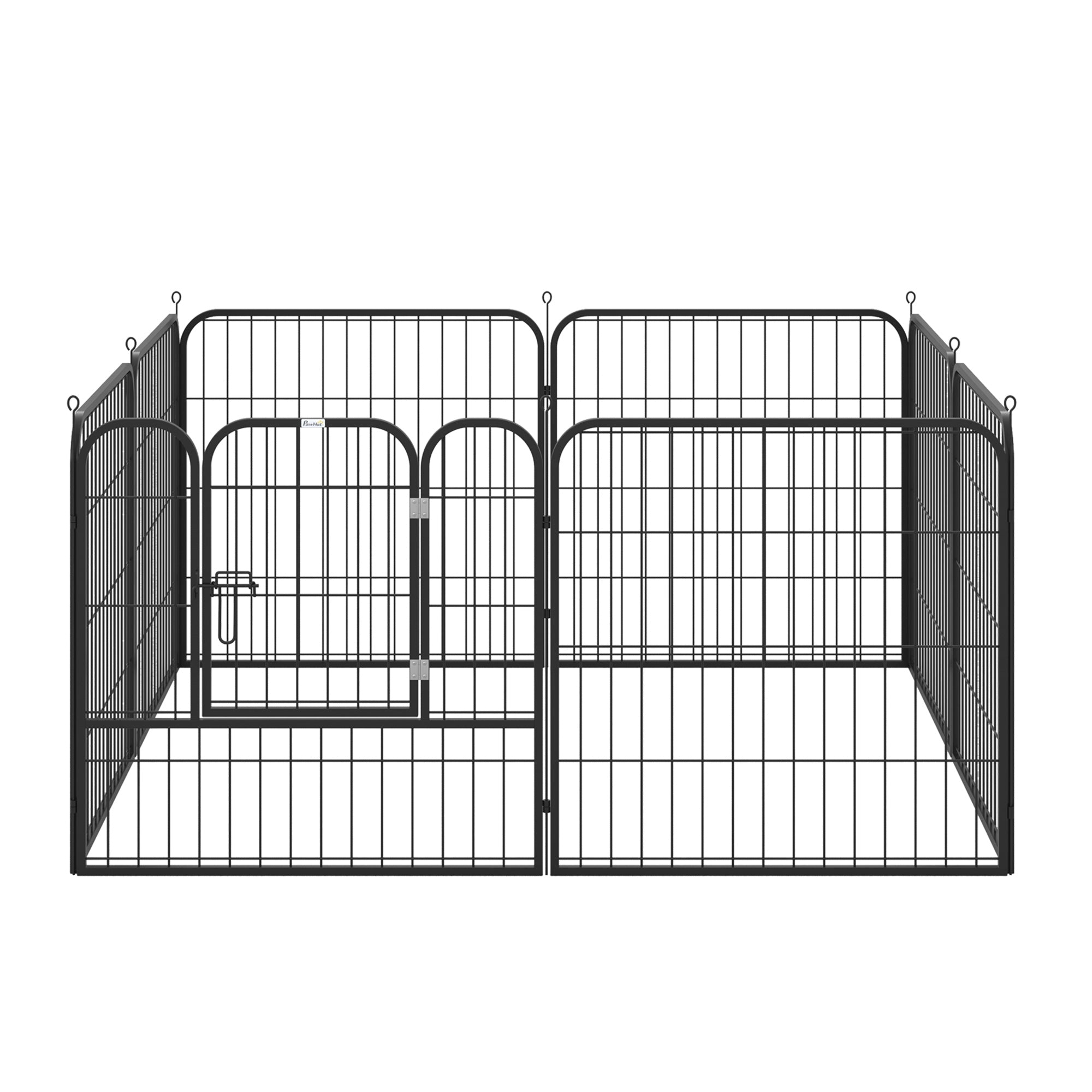 Pawhut Heavy Duty Dog Pen 8 Panel Pet Puppy Playpen Rabbit Hutch Run Indoor Outdoor Black, 80 x 80 (Medium)