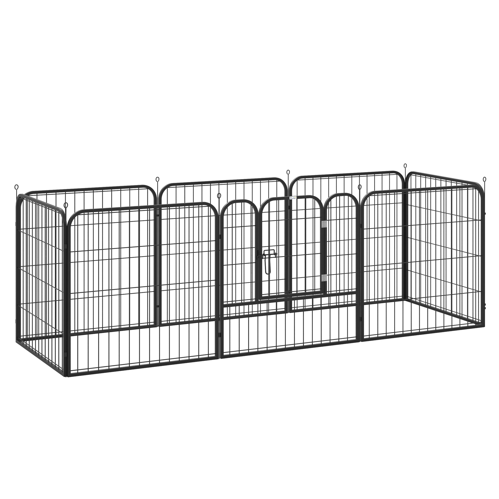 Pawhut Heavy Duty Dog Pen 8 Panel Pet Puppy Playpen Rabbit Hutch Run Indoor Outdoor Black, 80 x 80 (Medium)