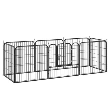 Pawhut Heavy Duty Dog Pen 8 Panel Pet Puppy Playpen Rabbit Hutch Run Indoor Outdoor Black, 80 x 80 (Medium)