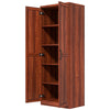 HOMCOM 63" Tall Kitchen Pantry, Freestanding Farmhouse Storage Cabinet with Doors and Adjustable Shelves, Tan
