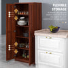 HOMCOM 63" Tall Kitchen Pantry, Freestanding Farmhouse Storage Cabinet with Doors and Adjustable Shelves, Tan