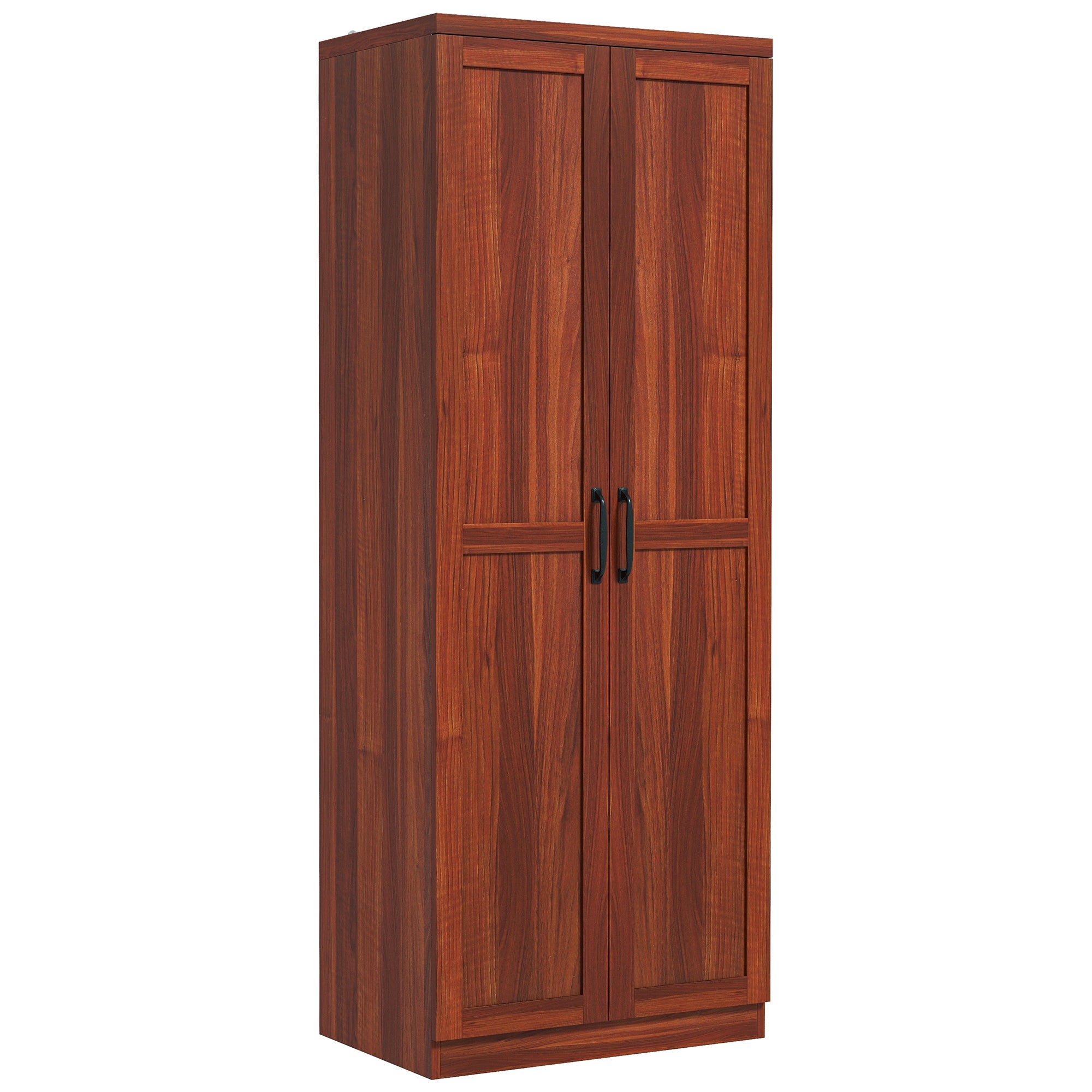 HOMCOM 63" Tall Kitchen Pantry, Freestanding Farmhouse Storage Cabinet with Doors and Adjustable Shelves, Tan