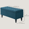 HOMCOM Storage Ottoman, Linen Fabric End of Bed Bench with Soft Close Lid, Button Tufted Storage Bench for Living Room, Entryway or Bedroom, 42" x 17" x 19", Blue