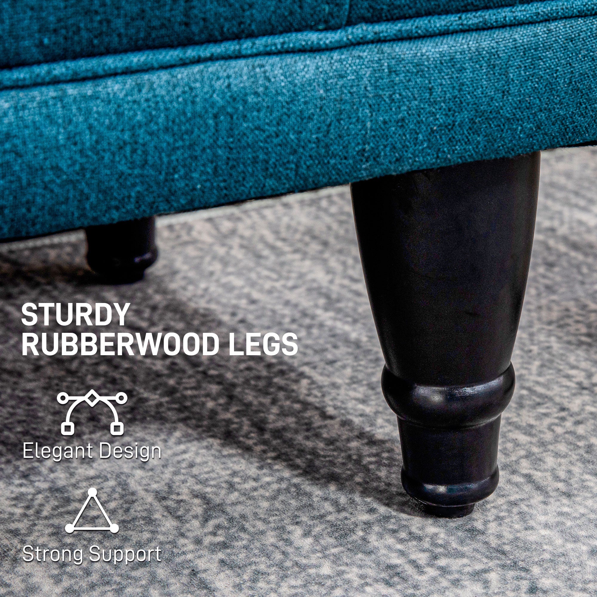 HOMCOM Storage Ottoman, Linen Fabric End of Bed Bench with Soft Close Lid, Button Tufted Storage Bench for Living Room, Entryway or Bedroom, 42" x 17" x 19", Blue