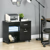 Vinsetto Lateral Filing Cabinet with Wheels, Locking File Cabinet, Mobile Printer Stand with Open Shelves and Drawers for A4 Size Documents, Black