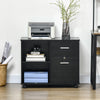 Vinsetto Lateral Filing Cabinet with Wheels, Locking File Cabinet, Mobile Printer Stand with Open Shelves and Drawers for A4 Size Documents, Black