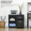 Vinsetto Lateral Filing Cabinet with Wheels, Locking File Cabinet, Mobile Printer Stand with Open Shelves and Drawers for A4 Size Documents, Black
