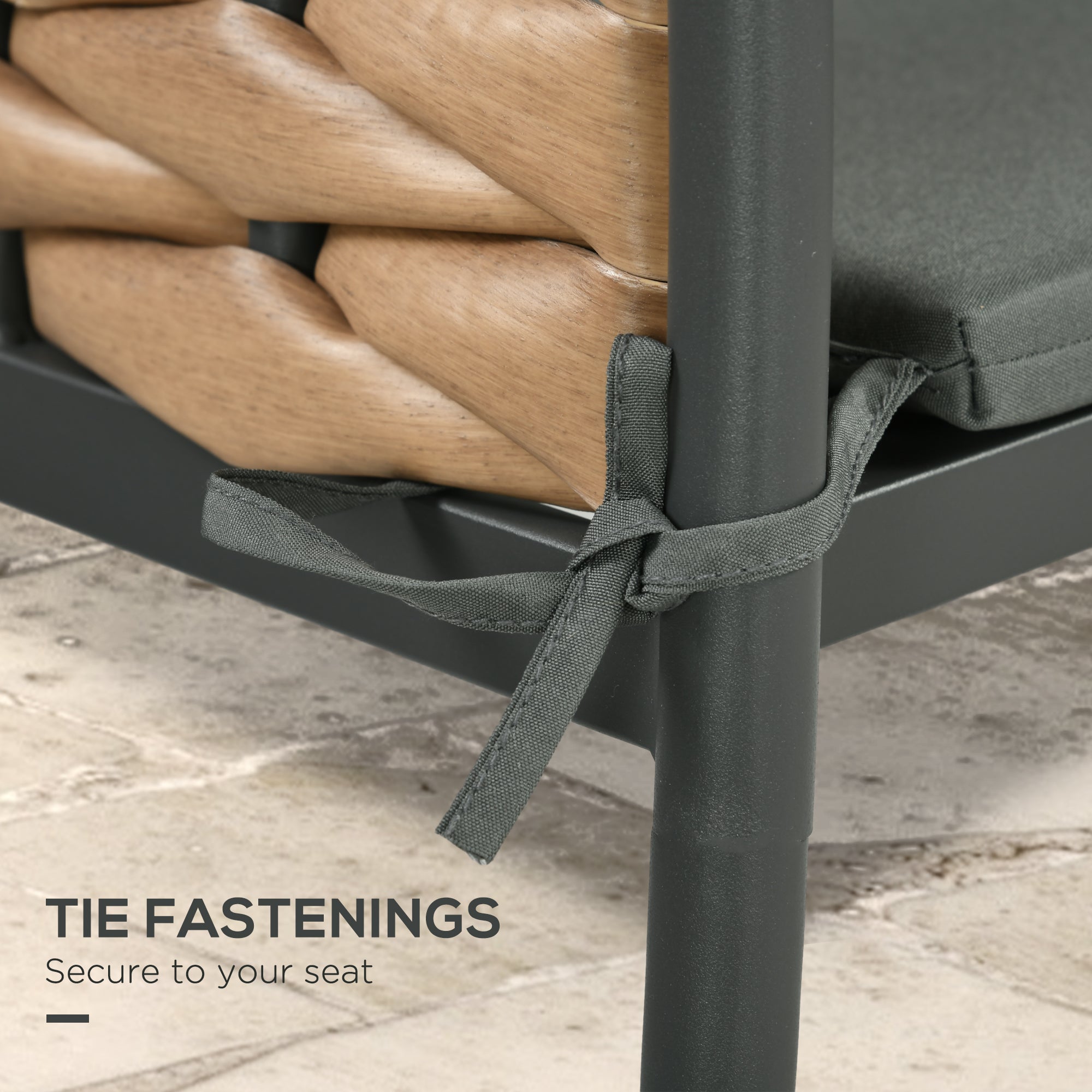 Outsunny 6-Piece Patio Chair Cushions Pillows, Seat Replacement Patio Cushions Set with Ties for Indoor Outdoor Garden Furniture, Charcoal Grey