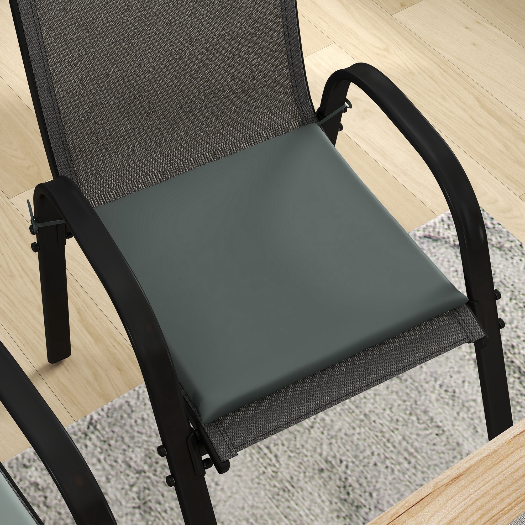 Outsunny 6-Piece Patio Chair Cushions Pillows, Seat Replacement Patio Cushions Set with Ties for Indoor Outdoor Garden Furniture, Charcoal Grey