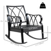 Outsunny Outdoor Wicker Rocking Chair with Padded Cushions, Aluminum Furniture Rattan Porch Rocker Chair w/ Armrest for Garden, Patio, and Backyard, Blue