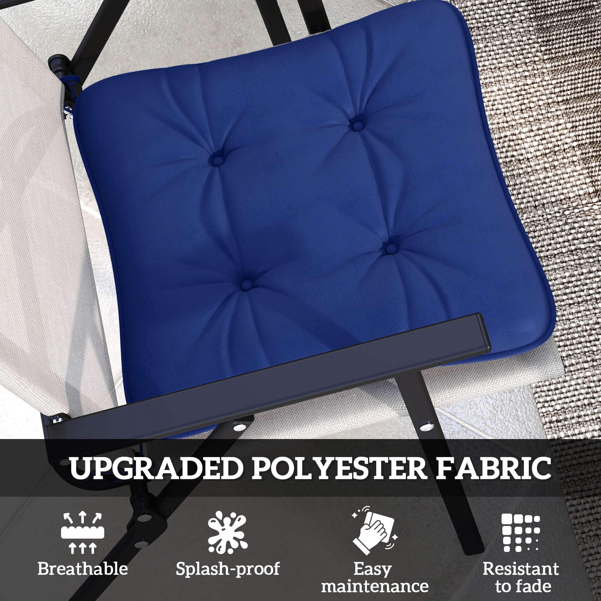 Outsunny 6-Piece Patio Chair Cushions Pillows, Seat Replacement Patio Cushions Set with Ties, Button Tufted for Indoor Outdoor Garden Furniture, Dark Blue