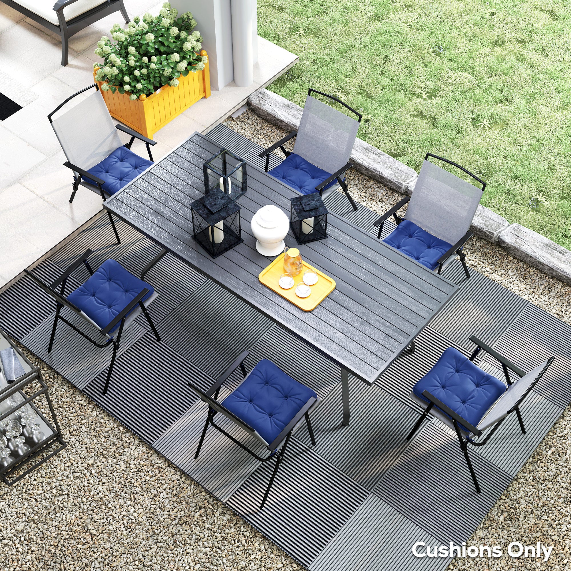 Outsunny 6-Piece Patio Chair Cushions Pillows, Seat Replacement Patio Cushions Set with Ties, Button Tufted for Indoor Outdoor Garden Furniture, Dark Blue