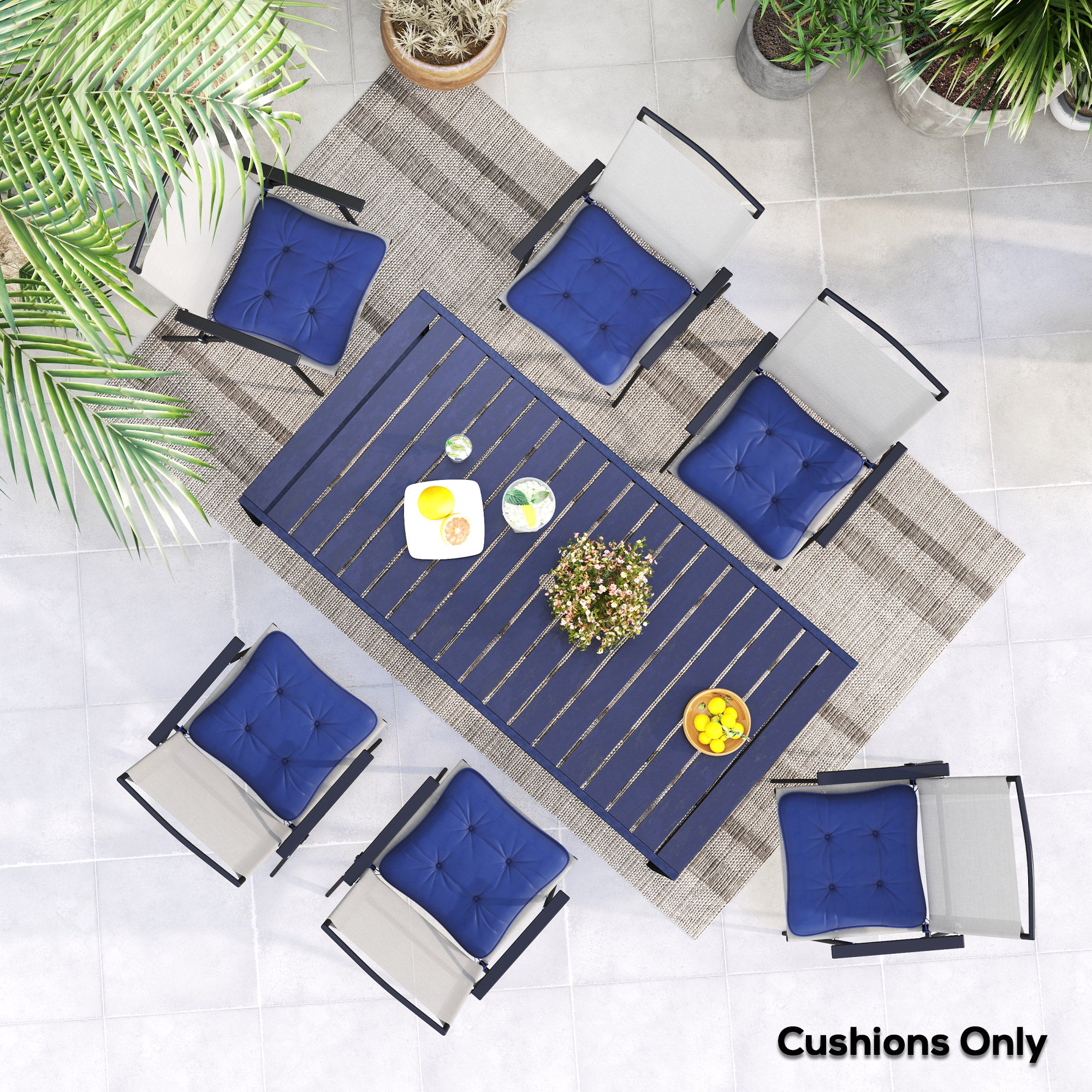 Outsunny 6-Piece Patio Chair Cushions Pillows, Seat Replacement Patio Cushions Set with Ties, Button Tufted for Indoor Outdoor Garden Furniture, Dark Blue