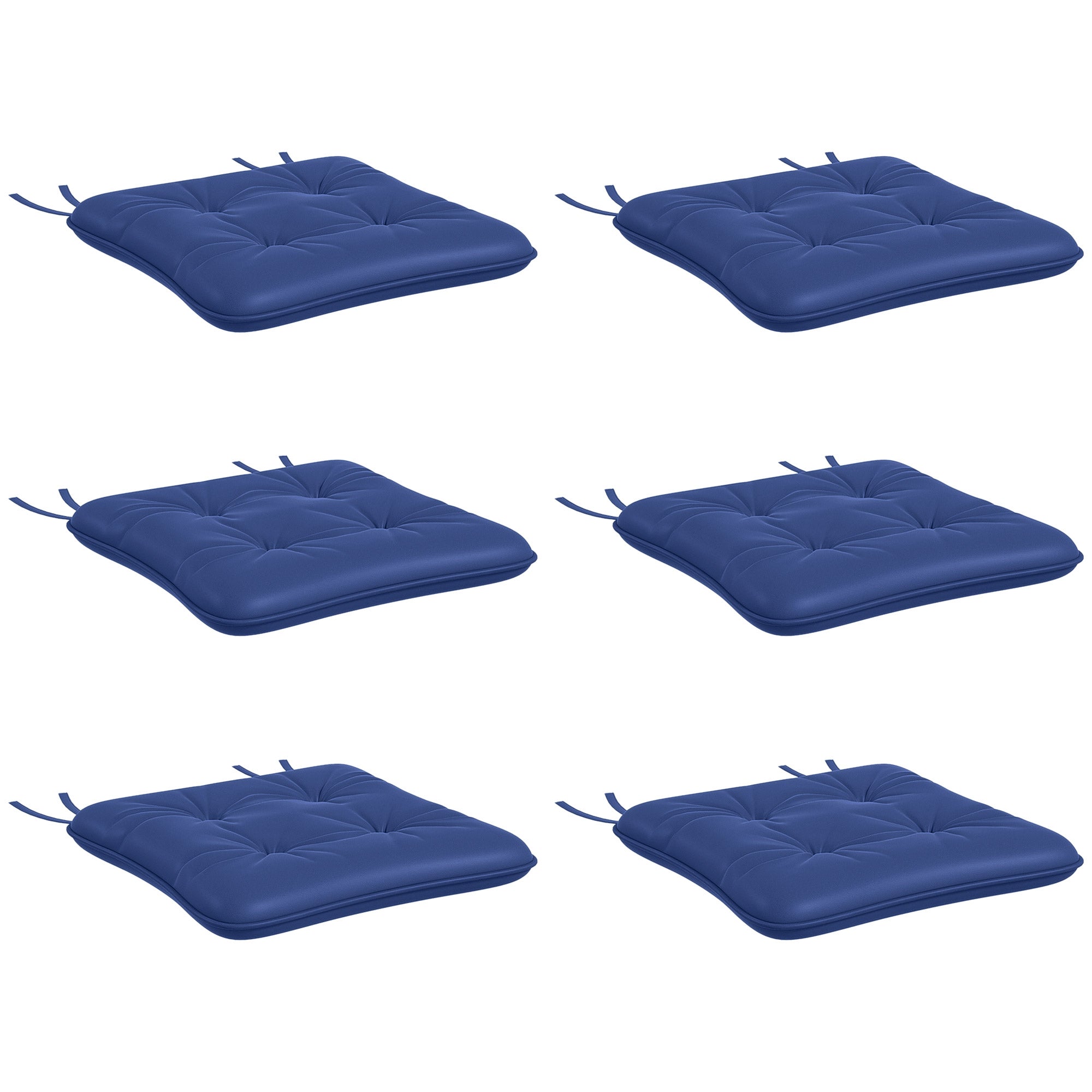 Outsunny 6-Piece Patio Chair Cushions Pillows, Seat Replacement Patio Cushions Set with Ties, Button Tufted for Indoor Outdoor Garden Furniture, Dark Blue