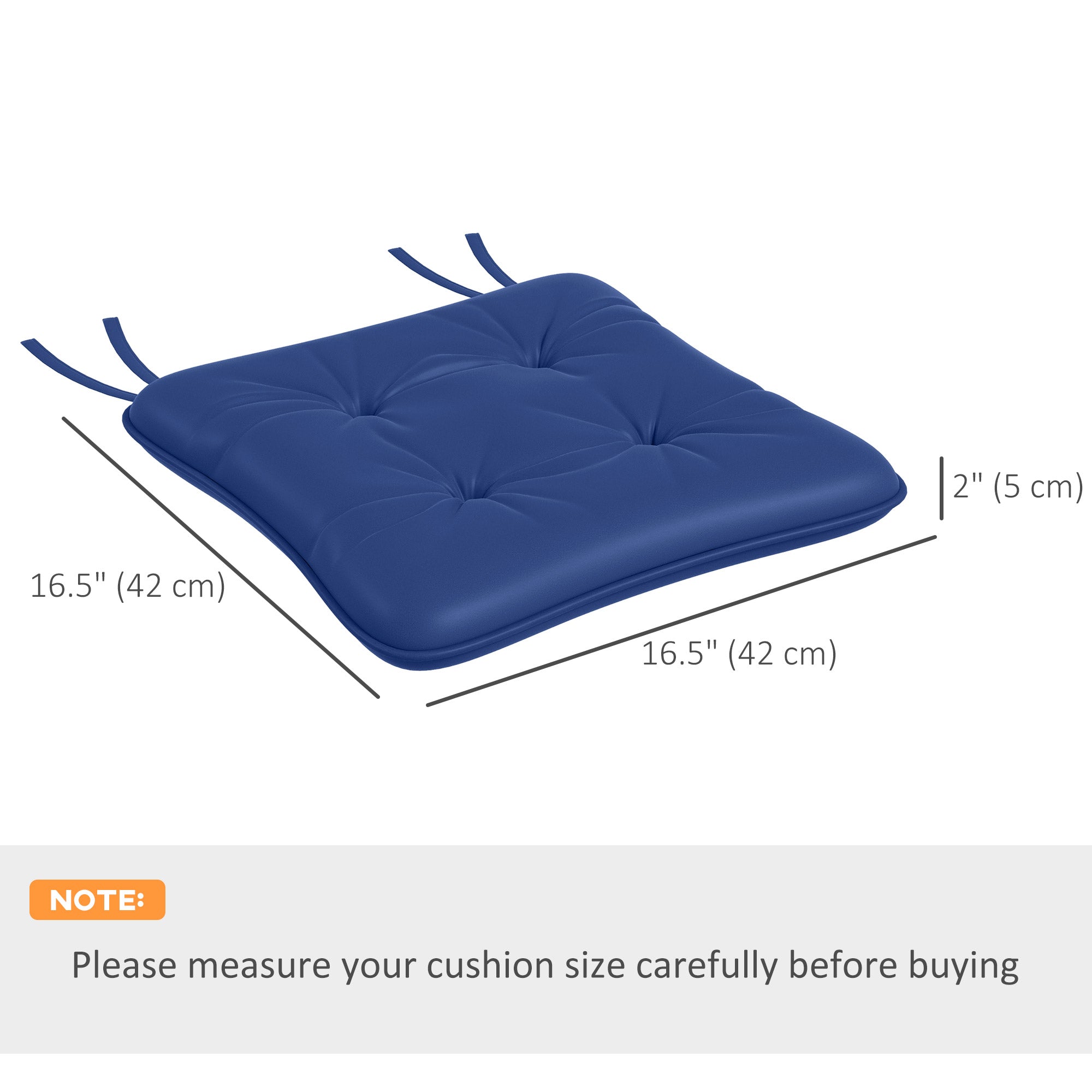 Outsunny 6-Piece Patio Chair Cushions Pillows, Seat Replacement Patio Cushions Set with Ties, Button Tufted for Indoor Outdoor Garden Furniture, Dark Blue