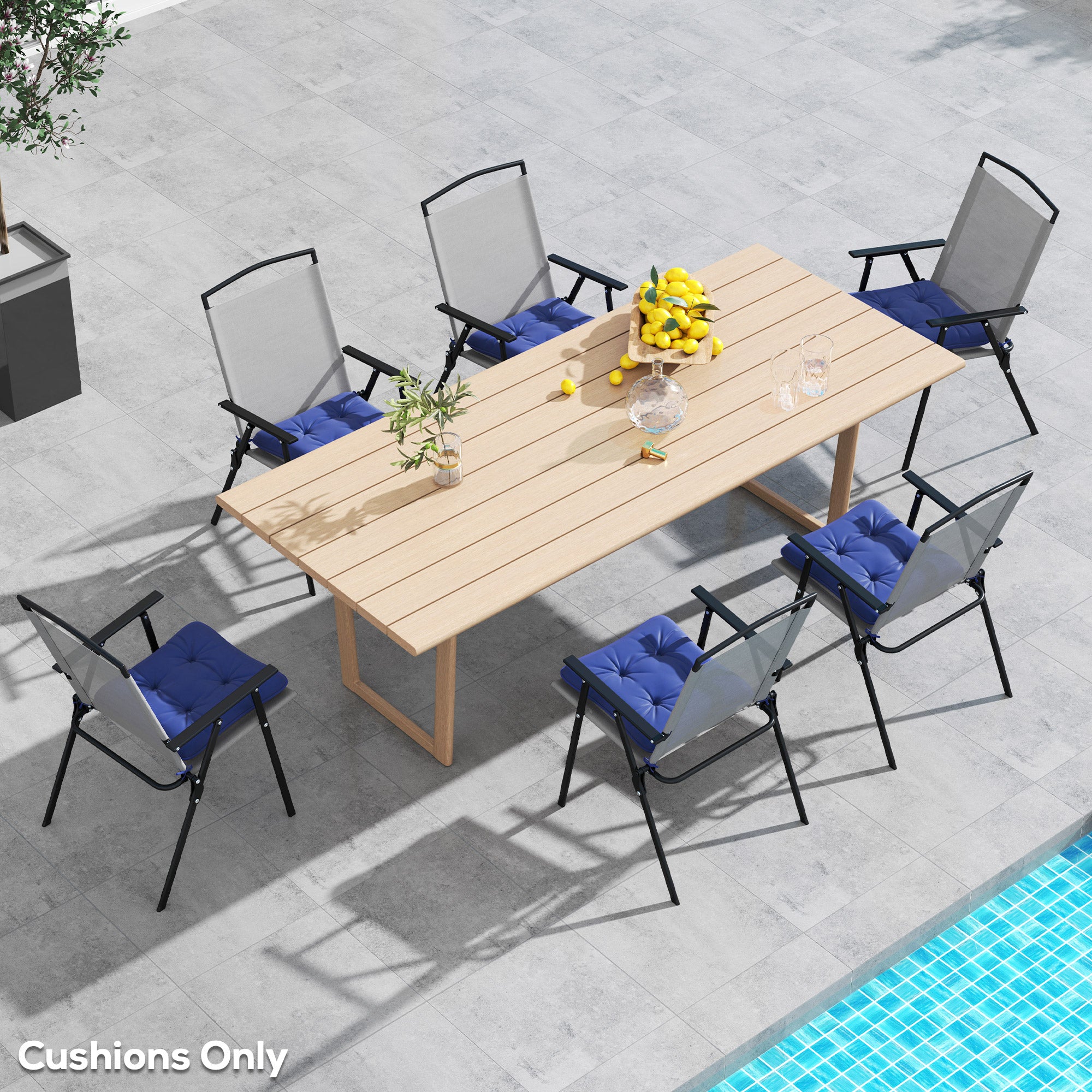 Outsunny 6-Piece Patio Chair Cushions Pillows, Seat Replacement Patio Cushions Set with Ties, Button Tufted for Indoor Outdoor Garden Furniture, Dark Blue