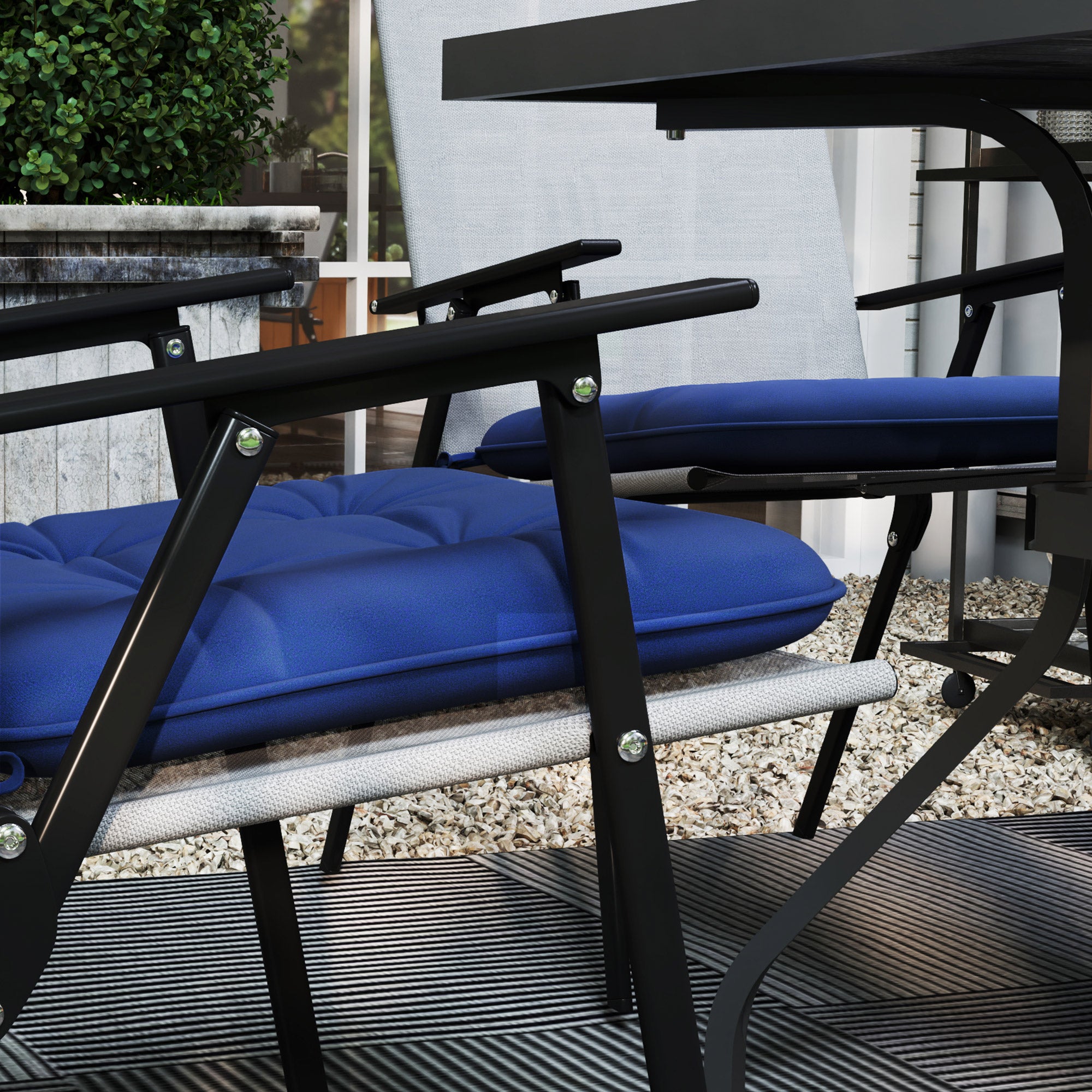 Outsunny 6-Piece Patio Chair Cushions Pillows, Seat Replacement Patio Cushions Set with Ties, Button Tufted for Indoor Outdoor Garden Furniture, Dark Blue