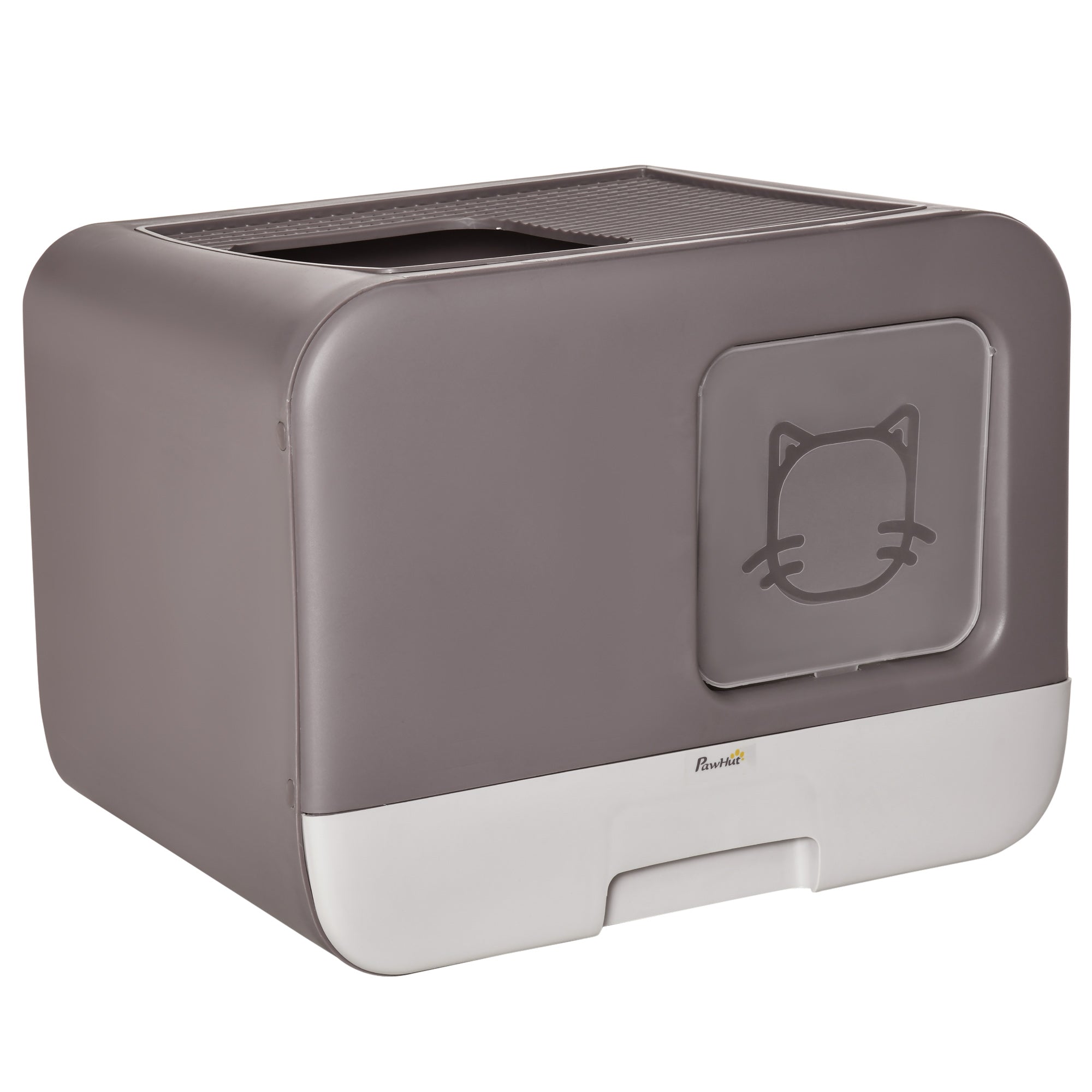 PawHut Cat Litter Box Portable Pet Toilet Enclosed Kitten Pan w/ Scoop, Purple