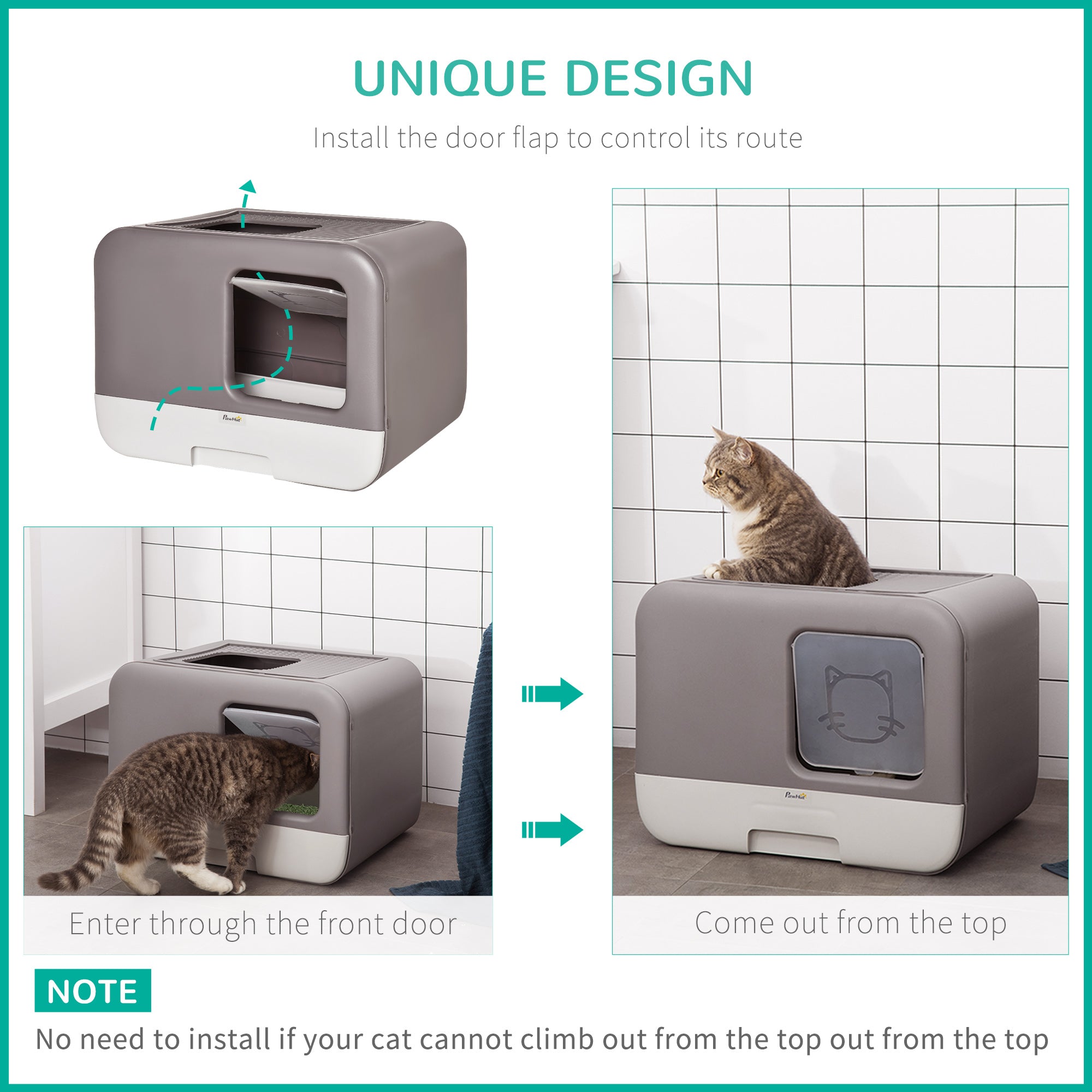 PawHut Cat Litter Box Portable Pet Toilet Enclosed Kitten Pan w/ Scoop, Purple