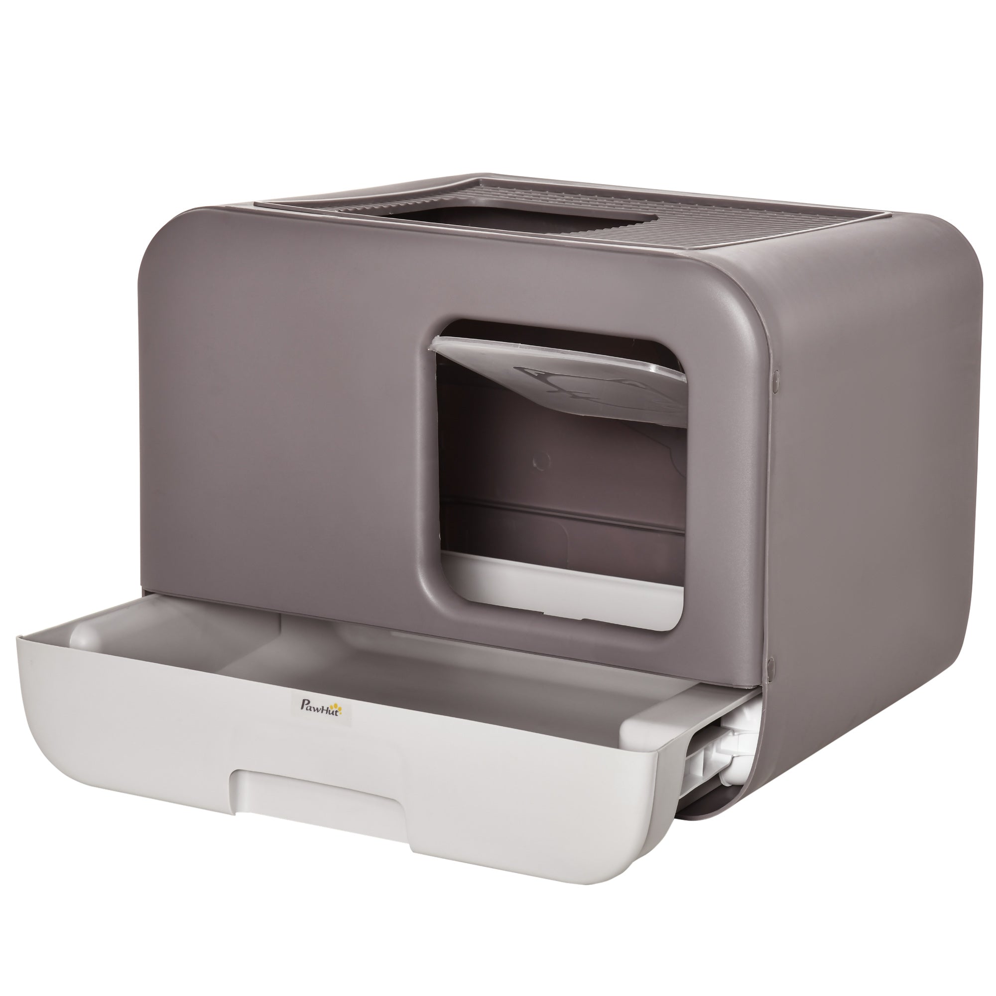 PawHut Cat Litter Box Portable Pet Toilet Enclosed Kitten Pan w/ Scoop, Purple