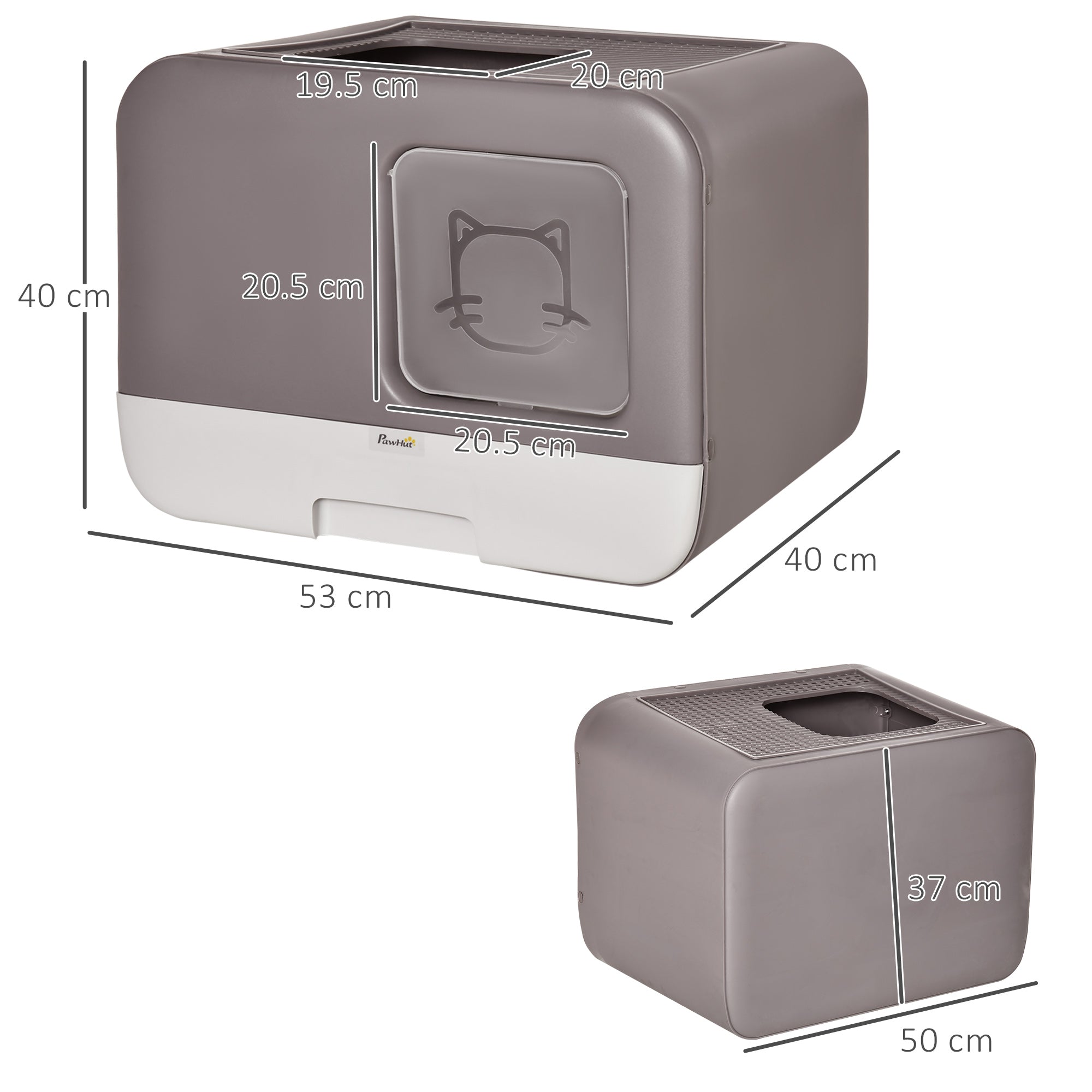 PawHut Cat Litter Box Portable Pet Toilet Enclosed Kitten Pan w/ Scoop, Purple