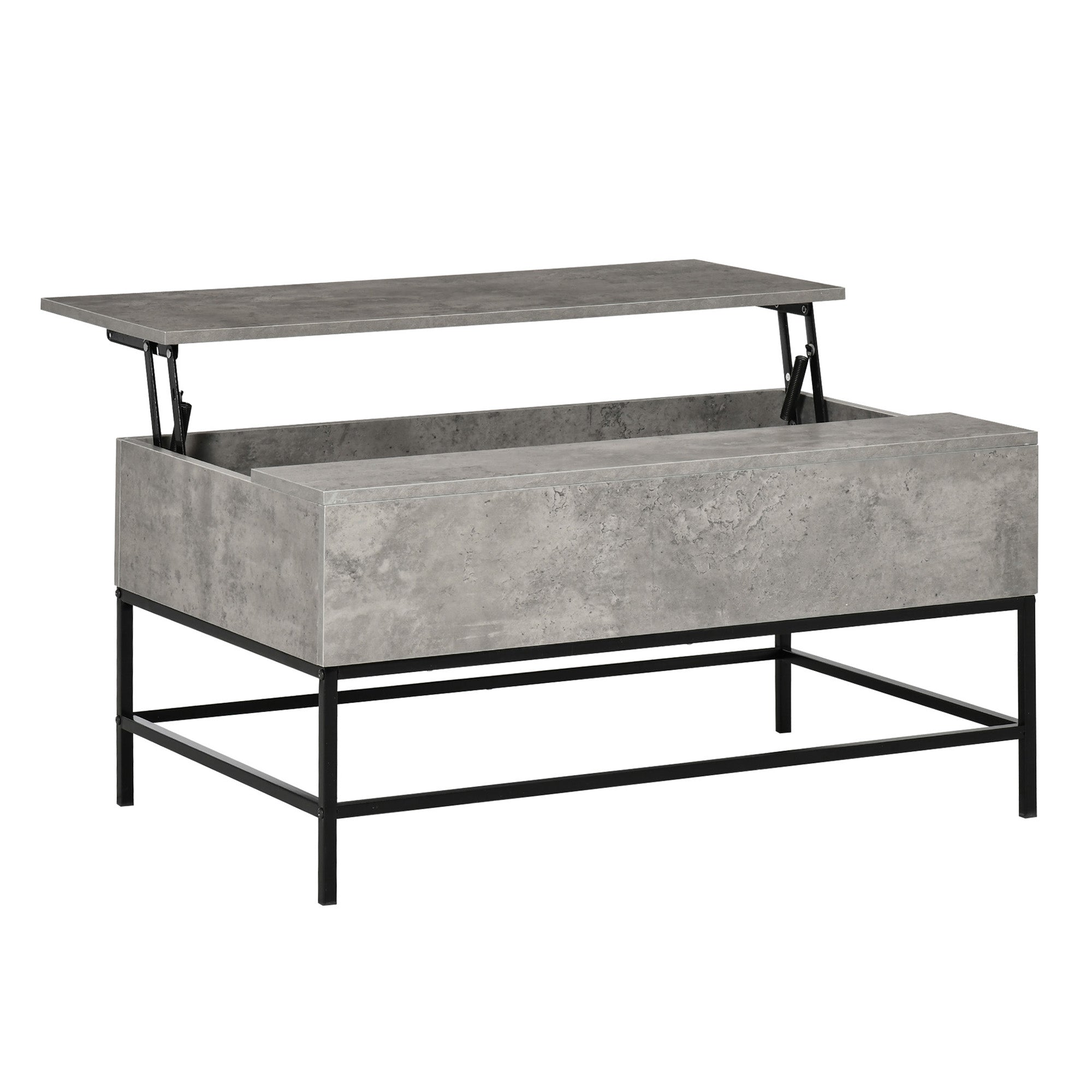 HOMCOM Lift Top Coffee Table with Hidden Storage Compartment Lift Tabletop Center Table for Living Room, Grey