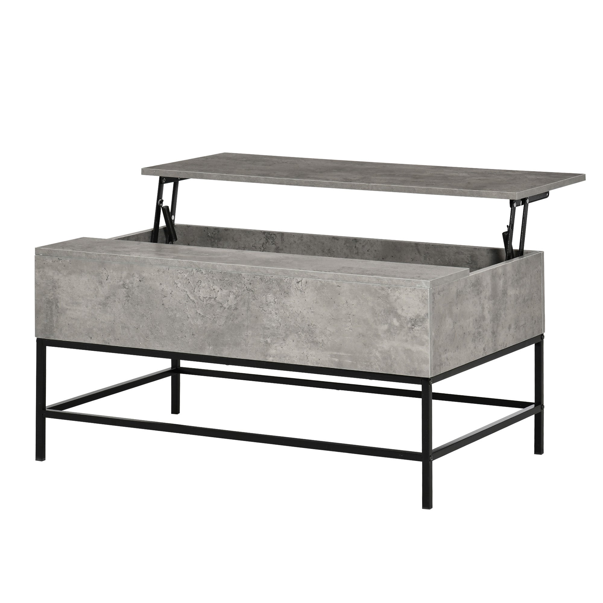 HOMCOM Lift Top Coffee Table with Hidden Storage Compartment Lift Tabletop Center Table for Living Room, Grey