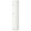 kleankin Tall Bathroom Storage Cabinet, Narrow Bathroom Cabinet with Doors, Drawer and Adjustable Shelves for Small Spaces, High Gloss White
