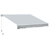 Outsunny 12' x 8' Retractable Awning Patio Awnings Sun Shade Shelter with Manual Crank Handle, UV & Water-Resistant Fabric and Aluminum Frame for Deck Balcony Yard, Grey