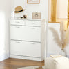 HOMCOM Narrow Shoe Cabinet for Entryway Hallway, Shoe Storage Cabinet with 2 Flip Drawers, 2 Slide Out Drawers and Adjustable Shelves for 12 Pairs of Shoes, White