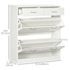 HOMCOM Narrow Shoe Cabinet for Entryway Hallway, Shoe Storage Cabinet with 2 Flip Drawers, 2 Slide Out Drawers and Adjustable Shelves for 12 Pairs of Shoes, White