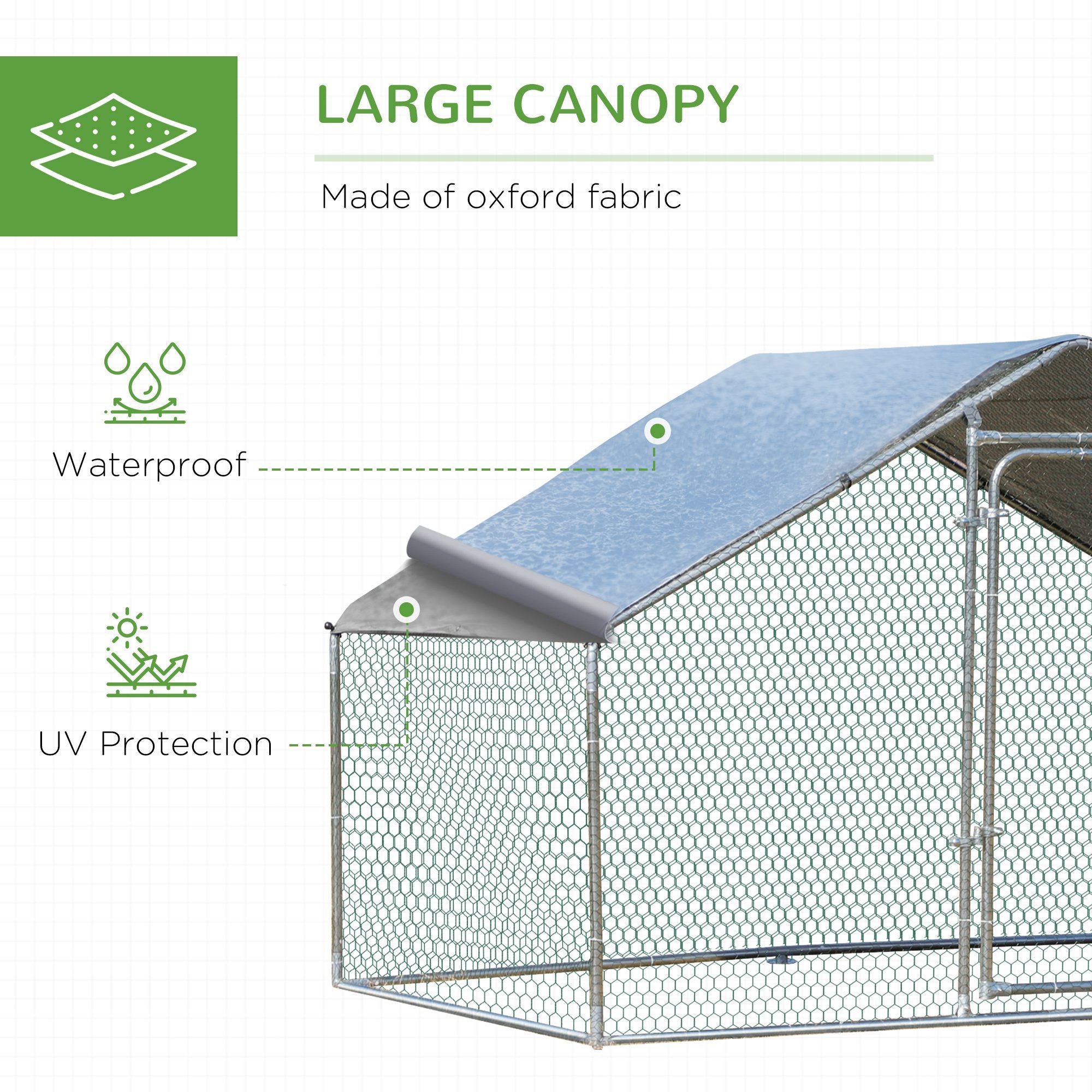 PawHut Large Chicken Coop Metal Chicken Run for Chicken with Waterproof and Anti-UV Cover, Spire Shaped Walk-in Fence Cage Hen House for Outdoor and Yard Farm Use, 1.26" Dia, 9.8' x 6.6' x 6.4'