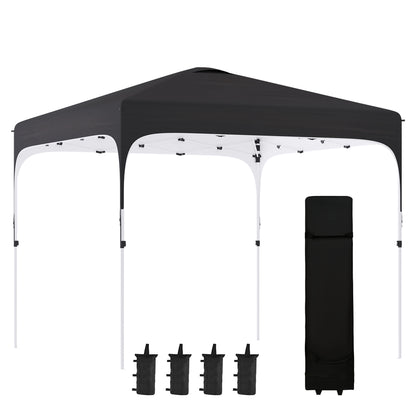 Outsunny 10' x 10' Pop Up Canopy Tent with Sand Bags, UPF 50+ Instant Sun Shelter, Tents for Parties, Height Adjustable, with Wheeled Carry Bag, for Outdoor, Garden, Patio, Black