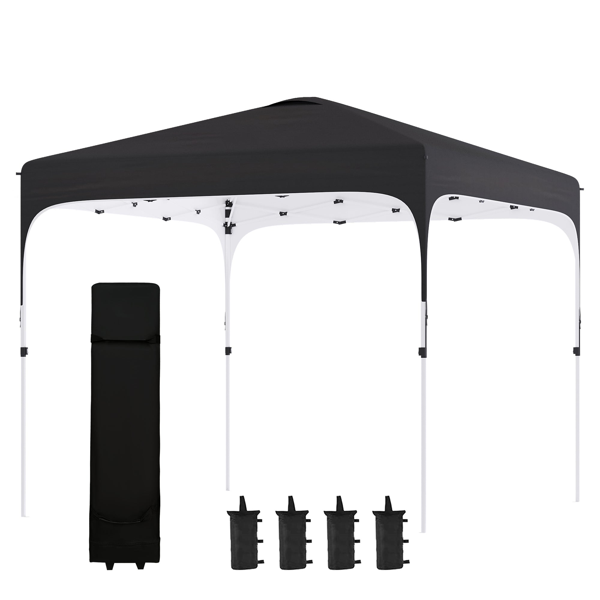 Outsunny 10' x 10' Pop Up Canopy Tent with Sand Bags, UPF 50+ Instant Sun Shelter, Tents for Parties, Height Adjustable, with Wheeled Carry Bag, for Outdoor, Garden, Patio, Black
