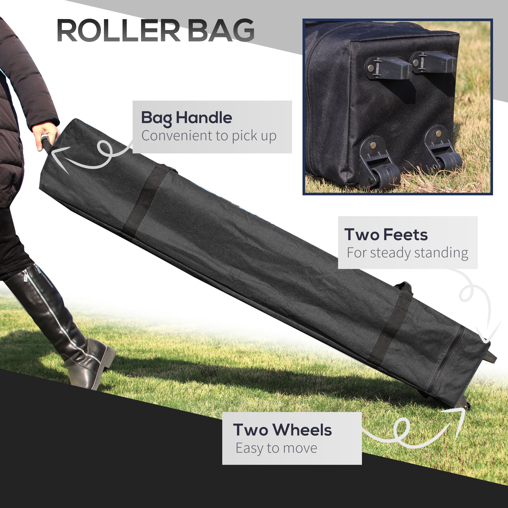 Outsunny 10' x 10' Pop Up Canopy Tent with Sand Bags, UPF 50+ Instant Sun Shelter, Tents for Parties, Height Adjustable, with Wheeled Carry Bag, for Outdoor, Garden, Patio, Black