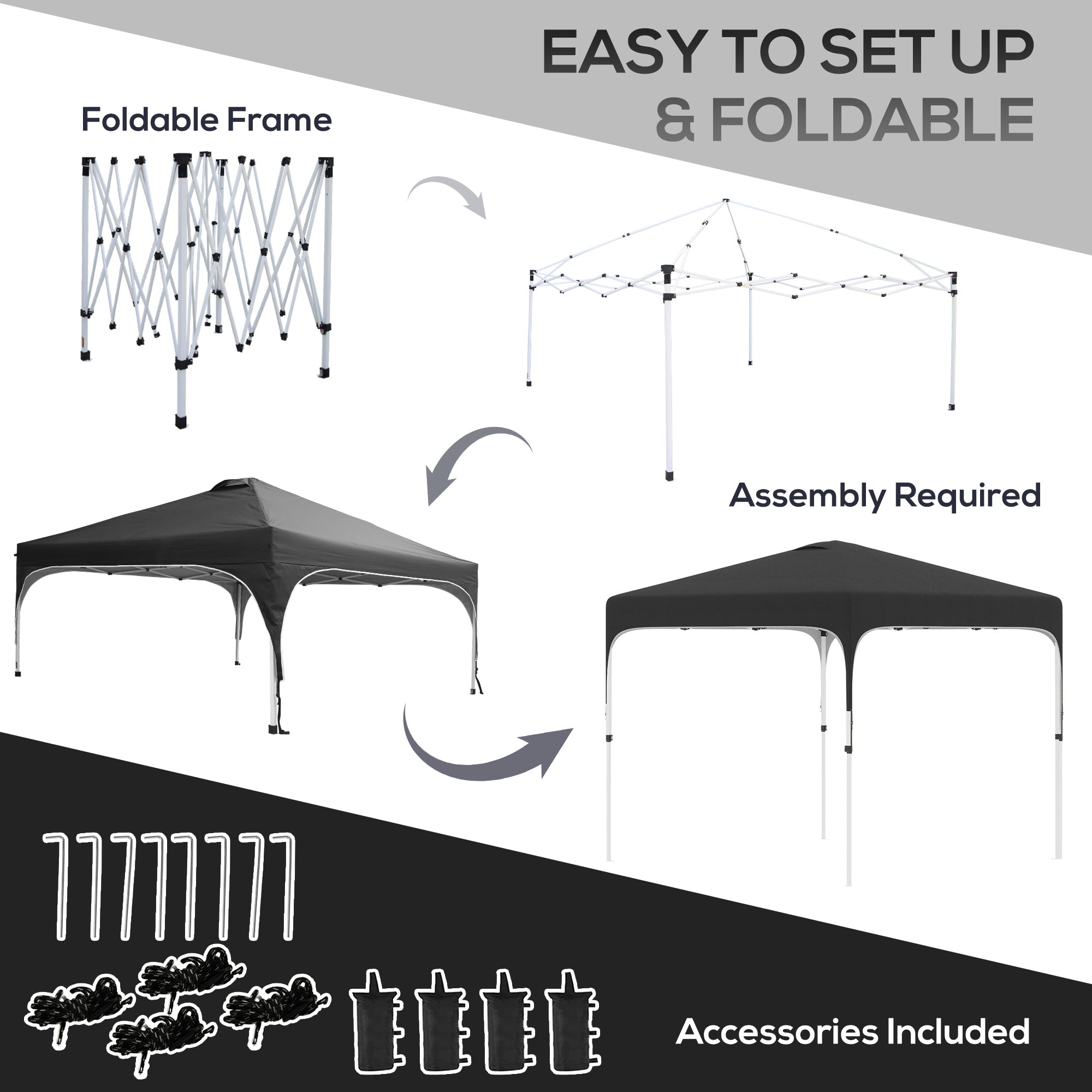 Outsunny 10' x 10' Pop Up Canopy Tent with Sand Bags, UPF 50+ Instant Sun Shelter, Tents for Parties, Height Adjustable, with Wheeled Carry Bag, for Outdoor, Garden, Patio, Black