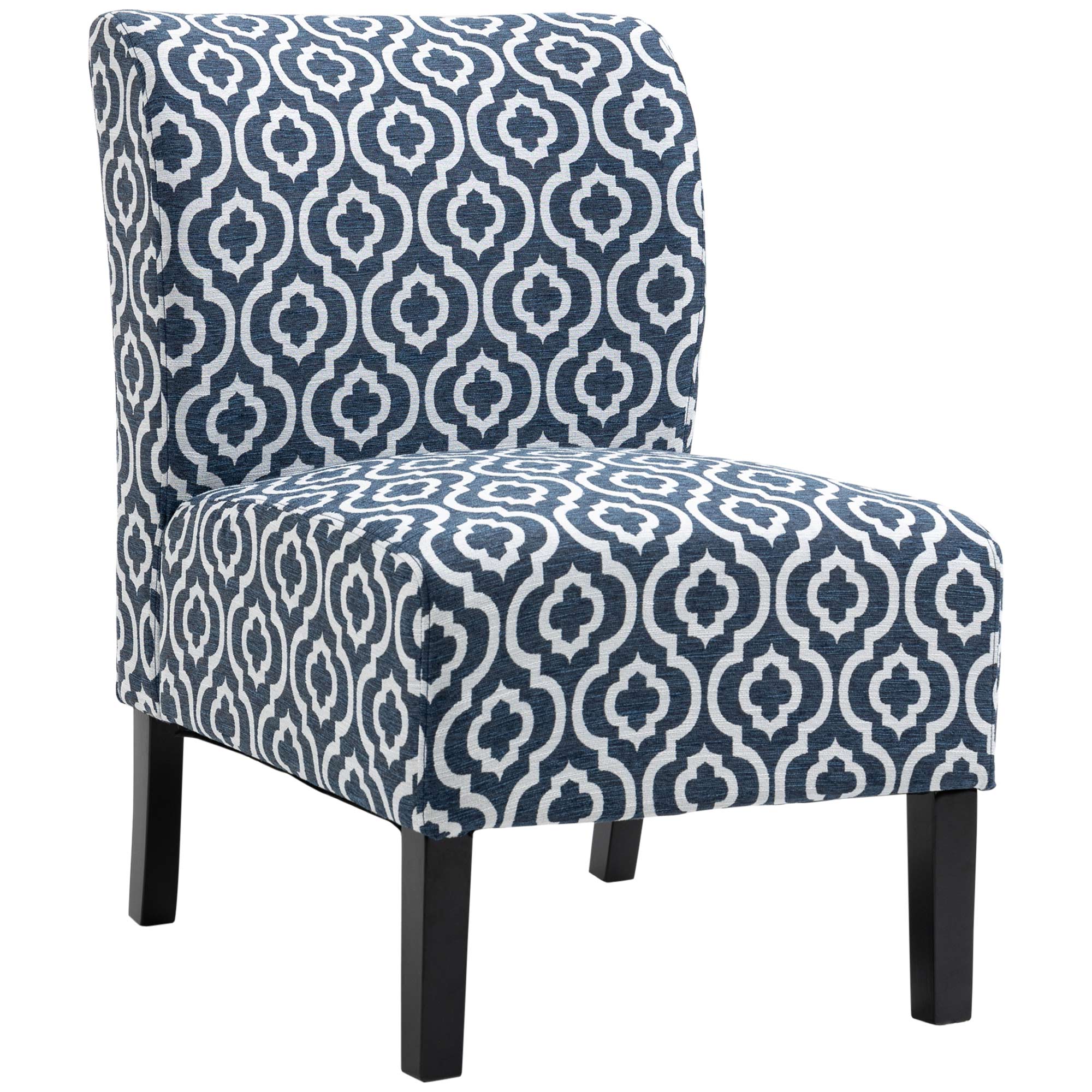 HOMCOM Armless Accent Chair for Bedroom, Upholstered Slipper Side Chair for Living Room with Wood Legs, Blue