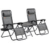 Outsunny Zero Gravity Chair Set of 2 with Side Table, Folding Lounge Chair with Cupholders & Pillows, Patio Chair Set for Pool, Backyard, Lawn, Beach, Grey
