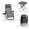 Outsunny Zero Gravity Chair Set of 2 with Side Table, Folding Lounge Chair with Cupholders & Pillows, Patio Chair Set for Pool, Backyard, Lawn, Beach, Grey