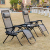 Outsunny Zero Gravity Chair Set of 2 with Side Table, Folding Lounge Chair with Cupholders & Pillows, Patio Chair Set for Pool, Backyard, Lawn, Beach, Grey
